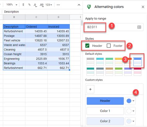 How to color cells, and alternate row colors in Google .